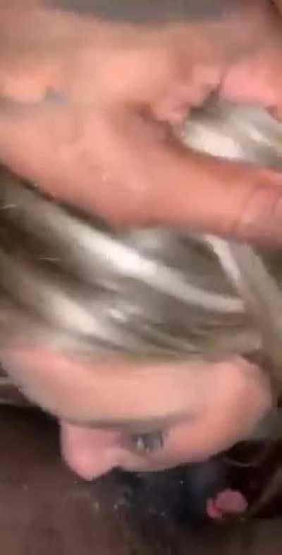 Sober bitch deepthroats dick