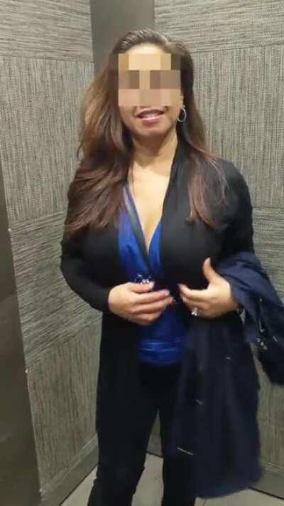 Flashing A Male Co-Worker In The Elevator