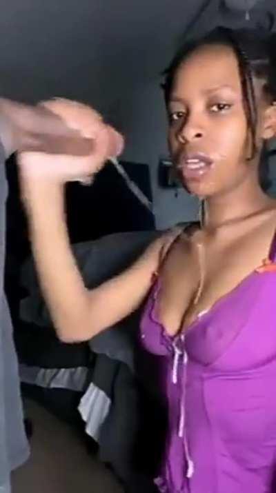 She going crazy gaging and shit