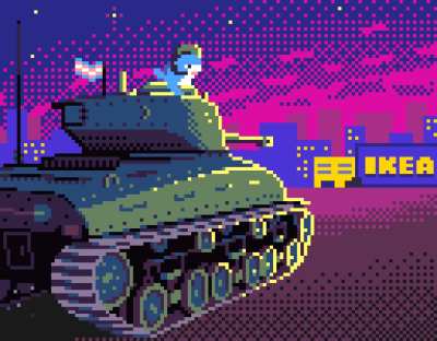 Pixelhaj on his way to IKEA to free the hajs out of hostage