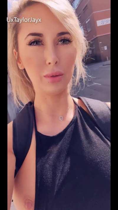 Casually walking through London with my nipple exposed