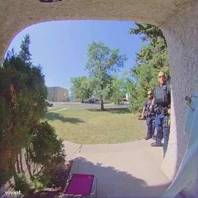 Cop getting ready to throw down on a grass hopper