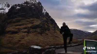 Local Copper stretching during Lockdown in Glencoe, Scottish Highlands. Go for it Iain