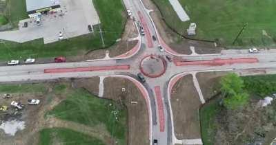 They added a roundabout near my hometown in rural, eastern Kentucky. Here is an example of how NOT to use a roundabout...