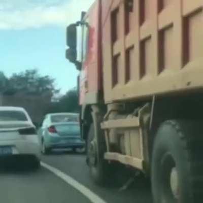 Truck probably couldn’t see her.