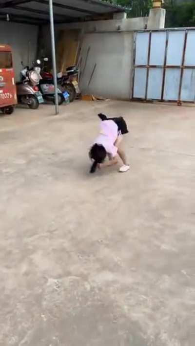 A kid doing consecutive standing backflips