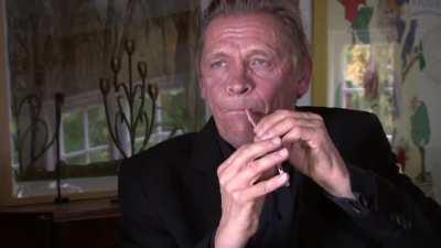 Peter Bastian, virtuoso double reed player, producing amazingly rich sounds on a fast food straw