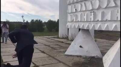 Trying to Destroy a Champagne Bottle