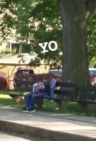 Couple enjoying themselves a little too much at the park.