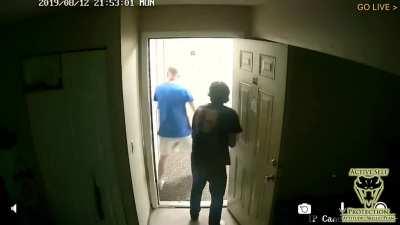To invade a home by kicking the door open