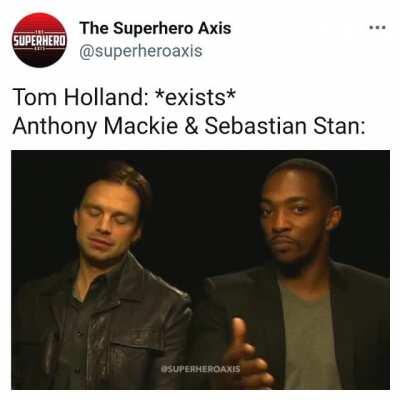Mackie and Seb always complaining about Tom Holland. 😂