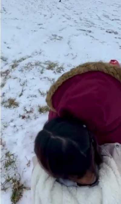 Sledding with a kayak