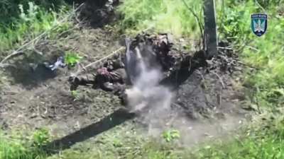 EXTREMELY GRAPHIC CONTENT: FPV strike on a russian soldier, which caused combust of ammunition and set him on fire