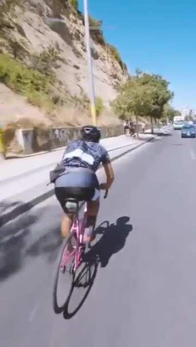 Jackass rides bike against traffic
