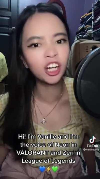Vanille Velasquez, the voice of Zeri and the new valorant agent, Neon.