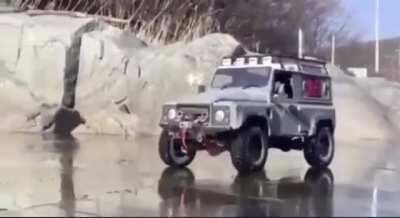WCGW Driving a Land Rover on a frozen river