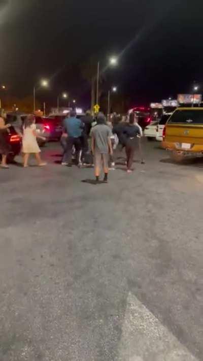 Brawl at the famous “Welcome to Las Vegas” sign ends in two brutal sucker punch KO’s and a head stomp.