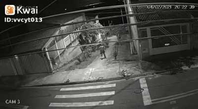 Brazil: cat running from the dog, burglar running from the police, and a guy running from his wife (SFW)