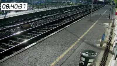 I was waiting for the train when it came right at me, seriously!