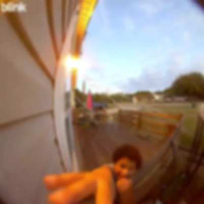 My kiddo trying to ding dong ditch us