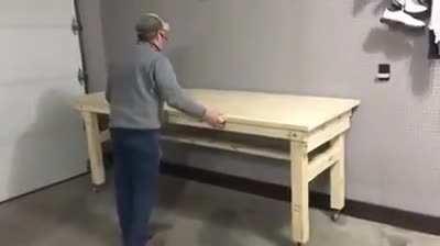 Large folding table on wheels