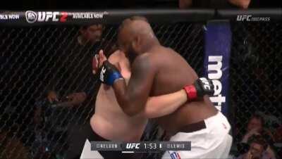 Derrick Lewis just standing up from bottom position. He fights Curtis Blaydes tonight.