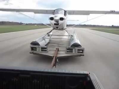 How a seaplane takes off from land