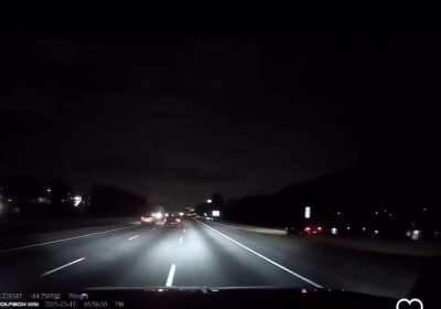Massive lightning strike 10 feet away from a truck