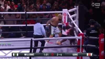 [Highlight] Deron Williams pushes Frank Gore out of the boxing ring.
