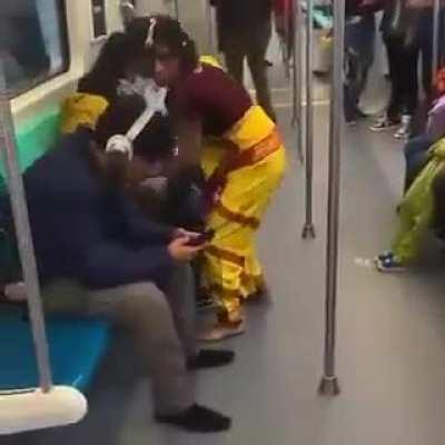 Girl seen in Metro in 'Manjulika' getup.