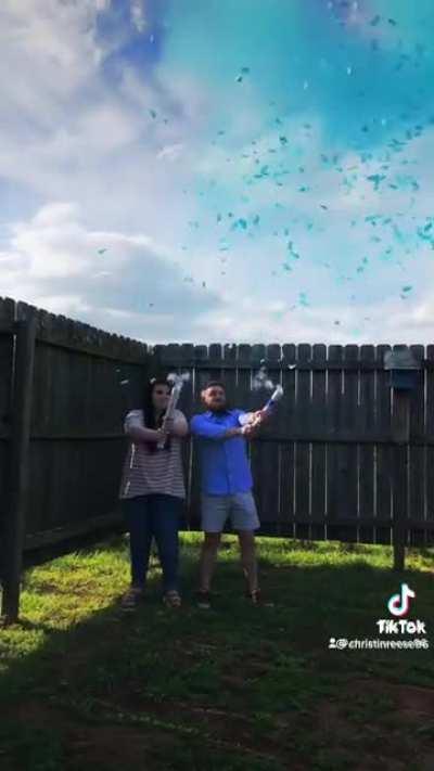 Couple throws gender reveal party, nobody counts down or claps