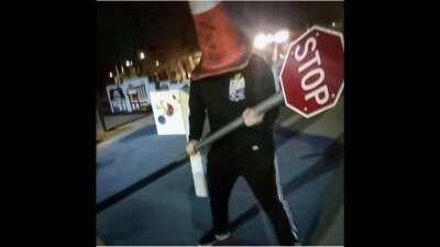 Everybody gangsta till a traffic cone starts walking