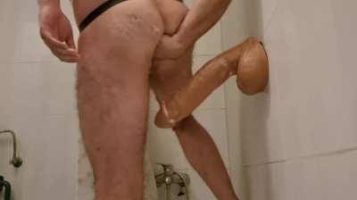 Fucking and fisting my ass before taking a bath