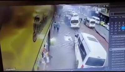 Underground blast destroys street in downtown Johannesburg, July 18, 2023