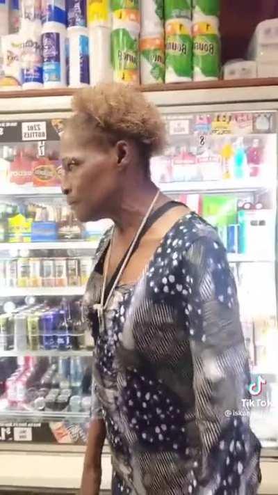 Lady upset due to a convenience store running out of grits