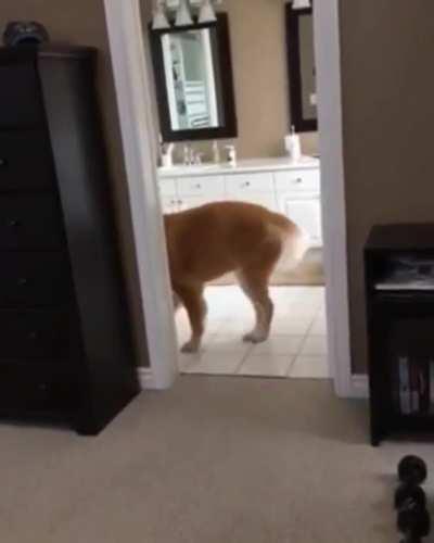 He has to do a spin move to get out of the door...