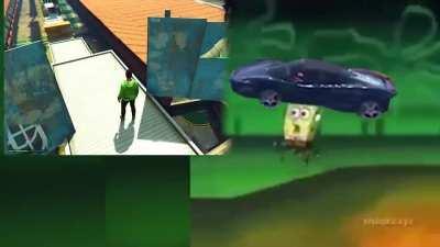 SpongeBob Plays Grand Theft Auto.