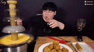 Remember cheese fountain man? Well he succeeded this time.