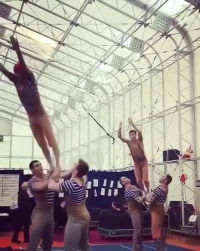 Acrobatic team amazing skill and balance