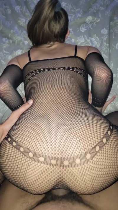 The fishnet suit on this little snowbunny is so sexy
