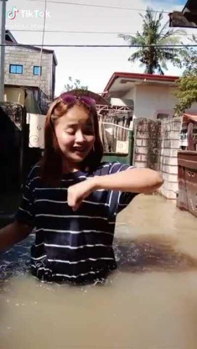 Annie in the river waiting for dragon 😍🙈