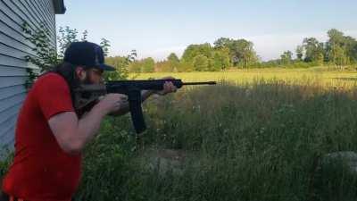 As promised, 10 round mag dump of my m16 with a 410 upper with sound. The recoil caused my stock to collapse!