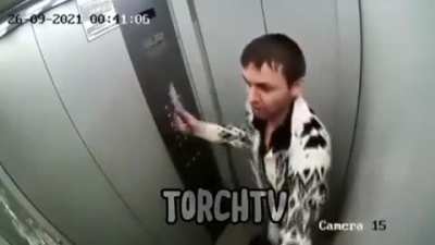 Man attacks elevator with a knife