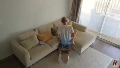 In this steamy scene, Candice Delaware plays the role of a seductive babysitter who engages in a passionate encounter with a cheating husband, played by After8teen. The husband, unable to resist the babysitter's charms, gives in to his desires and engages