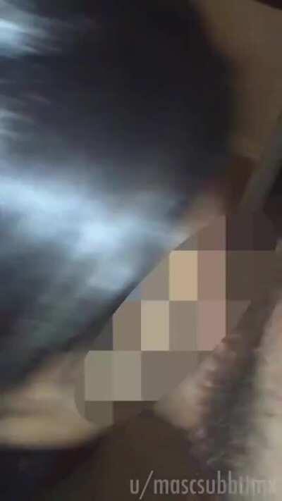 On my knees, where I belong. :)