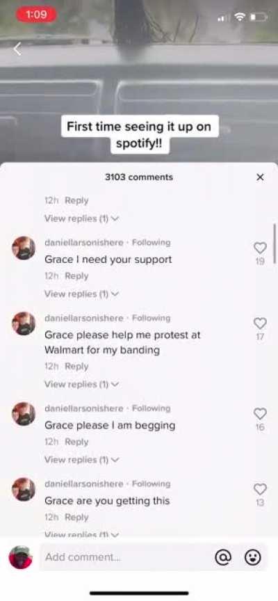 Daniel down bad on Grace’s latest post