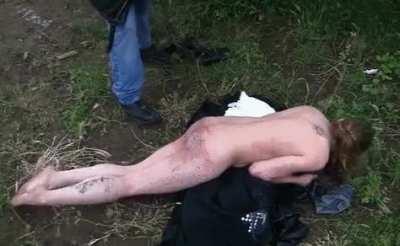 Severe outdoor belt spanking