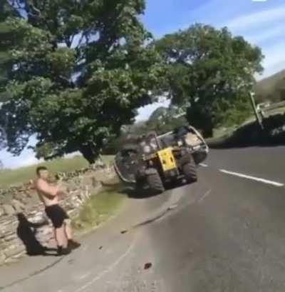 Parking in front of a farmers gate