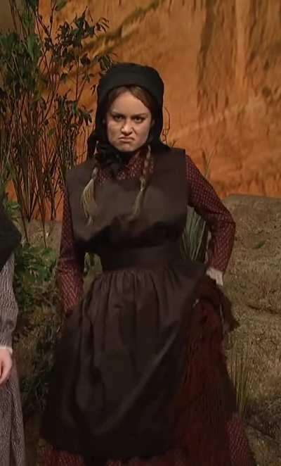 Brie getting down, 19th century style