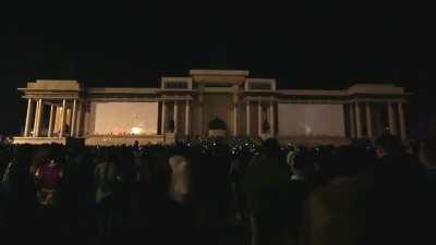 Wow, we had the State House statue stood up and talked with laser projection at Naadam 2013. How come I missed that. Credit to Altankhuyag Norov.
